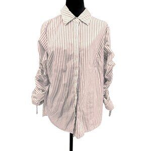 Cabi Button Up Shirt Womens M Striped Long Sleeve Menswear Oversized Old‎ Money